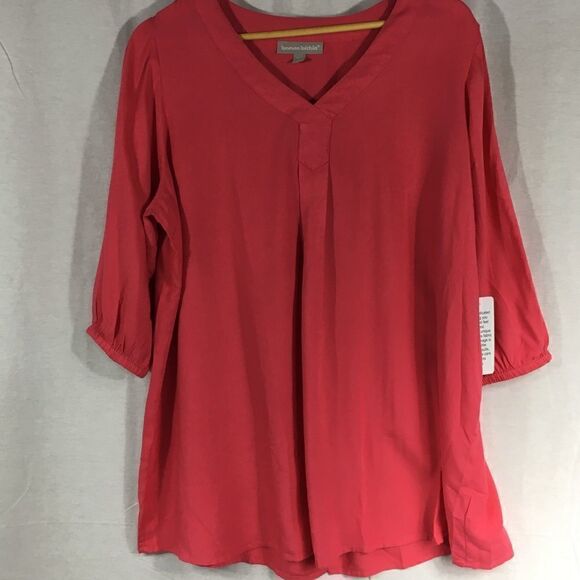 New 14/16 Women Within rose pink v neck 3/4 length sleeves tunic elastic wrist - Picture 1 of 6